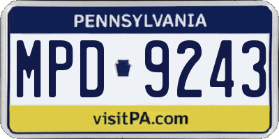PA license plate MPD9243