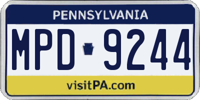 PA license plate MPD9244