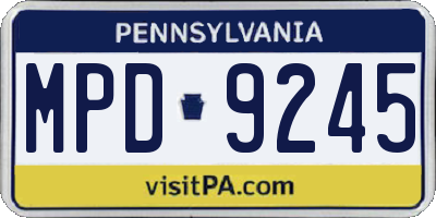 PA license plate MPD9245