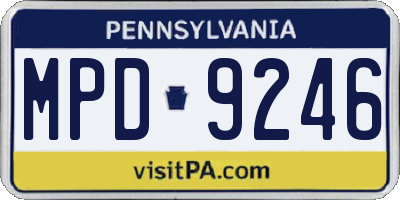 PA license plate MPD9246