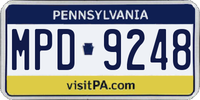 PA license plate MPD9248
