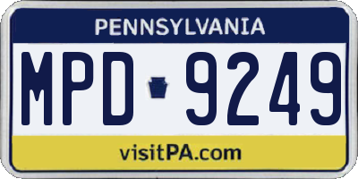 PA license plate MPD9249