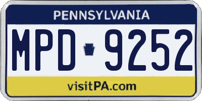 PA license plate MPD9252