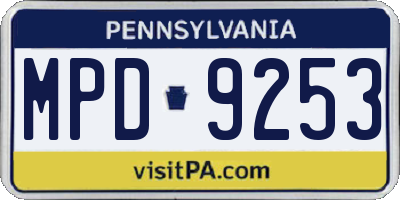 PA license plate MPD9253