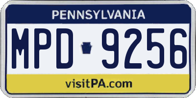 PA license plate MPD9256