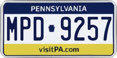 PA license plate MPD9257
