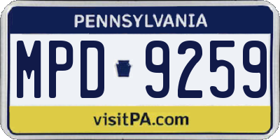 PA license plate MPD9259