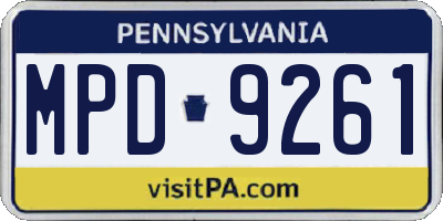 PA license plate MPD9261
