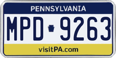 PA license plate MPD9263