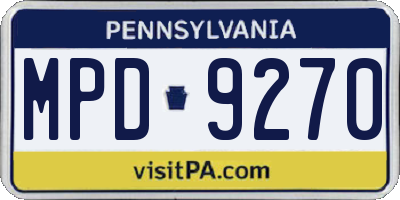PA license plate MPD9270