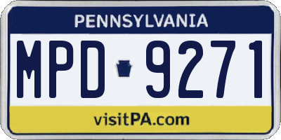 PA license plate MPD9271