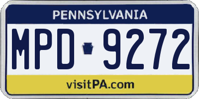 PA license plate MPD9272