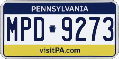 PA license plate MPD9273