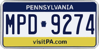PA license plate MPD9274