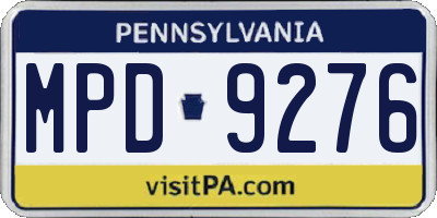PA license plate MPD9276