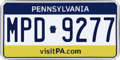 PA license plate MPD9277