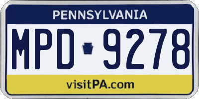 PA license plate MPD9278