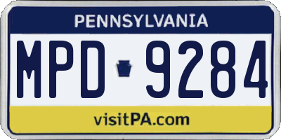 PA license plate MPD9284