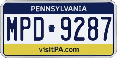 PA license plate MPD9287