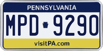 PA license plate MPD9290