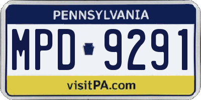 PA license plate MPD9291