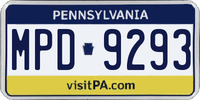 PA license plate MPD9293