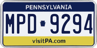 PA license plate MPD9294