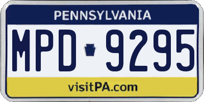 PA license plate MPD9295