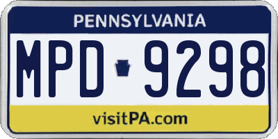 PA license plate MPD9298