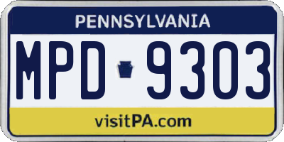 PA license plate MPD9303