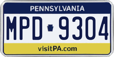 PA license plate MPD9304