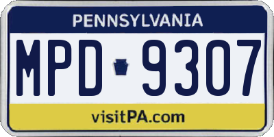 PA license plate MPD9307