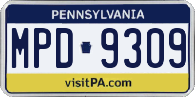PA license plate MPD9309