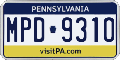 PA license plate MPD9310