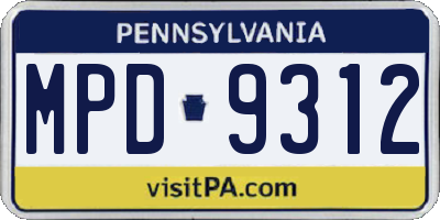 PA license plate MPD9312