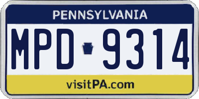 PA license plate MPD9314