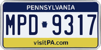 PA license plate MPD9317