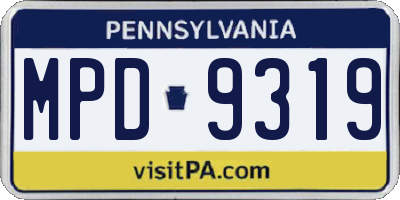 PA license plate MPD9319