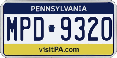 PA license plate MPD9320