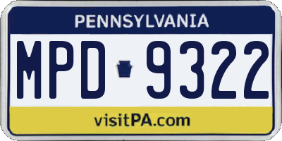 PA license plate MPD9322