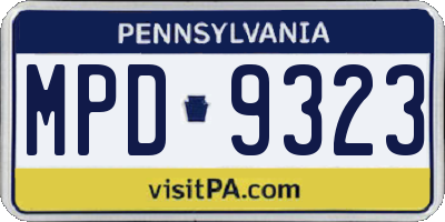 PA license plate MPD9323