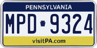 PA license plate MPD9324