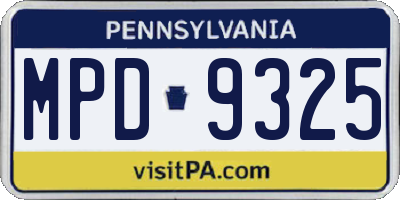 PA license plate MPD9325