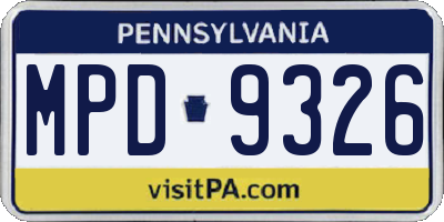 PA license plate MPD9326