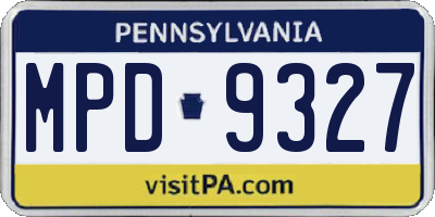 PA license plate MPD9327