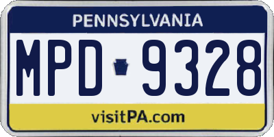 PA license plate MPD9328