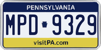 PA license plate MPD9329