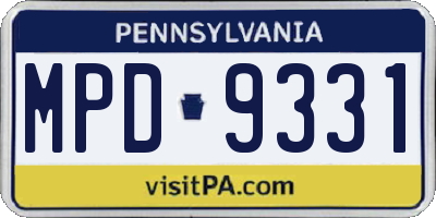 PA license plate MPD9331