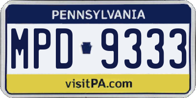 PA license plate MPD9333