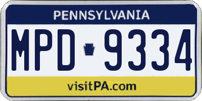 PA license plate MPD9334
